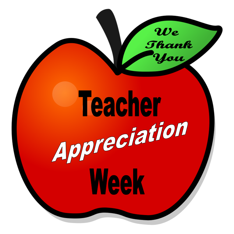 Teacher Appreciation Week text on clip art of apple